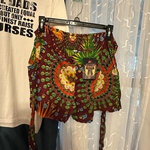 Junglee Billie Colorful Patterned Shorts. Free size with beautiful accents
